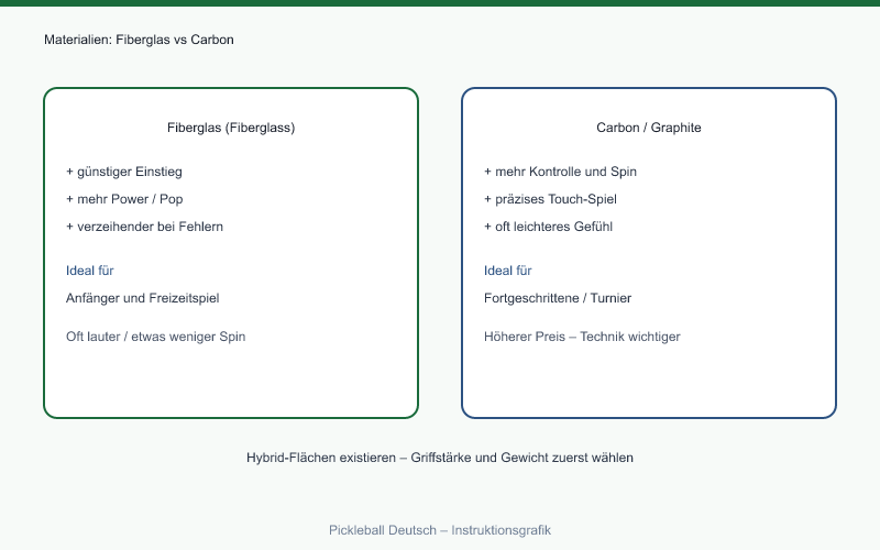 Fiberglas vs Carbon Pickleball-Schläger im Vergleich